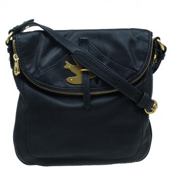 Pre Owned Marc by Marc Jacobs Black Leather Petal To The Metal Sia Crossbody Bag