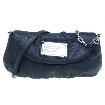 Pre Owned Marc by Marc Jacobs Navy Blue Leather Classic Q Karlie Crossbody Bag
