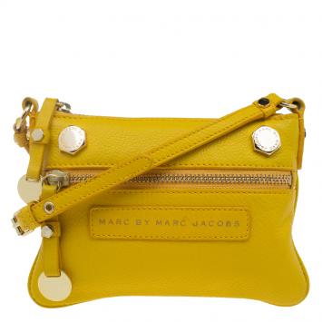 Pre Owned Marc by Marc Jacobs Yellow Pebbled Leather Crossbody Bag