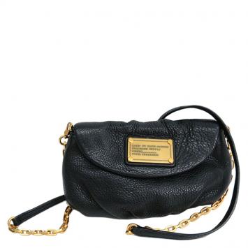 Pre Owned Marc By Marc Jacobs Black Leather Classic Q Karlie Crossbody Flap Bag