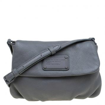 Pre Owned Marc by Marc Jacobs Grey Leather Percy Flap Crossbody Bag