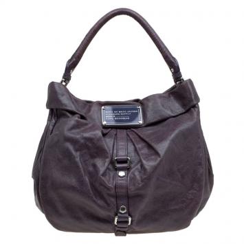 Pre Owned Marc By Marc Jacobs Purple Leather Workwear Hobo