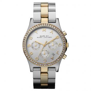 Pre Owned Marc by Marc Jacobs Silver Gold & Silver-Plated Stainless Steel MBM3197 Women's Wristwatch 40MM 