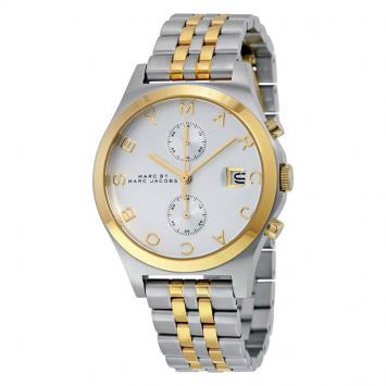 Pre Owned Marc by Marc Jacobs White Two-Tone Stainless Steel MBM3381 Women's Wristwatch 38MM