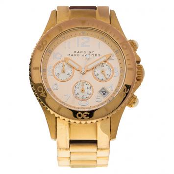 Pre Owned Marc by Marc Jacobs Champagne Gold-Plated Stainless Steel MBM3156 Women's Wristwatch 40MM