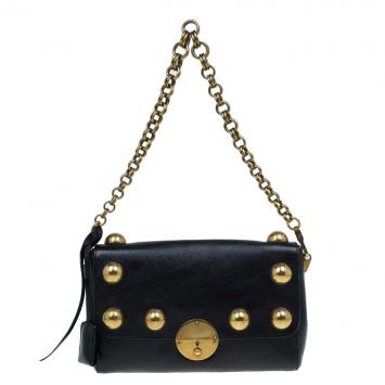 Pre Owned Marc Jacobs Black Leather Small Studded Gotham Shoulder Bag