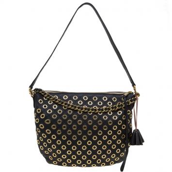 Pre Owned Marc Jacobs Black Quilted Eyelets Leather Large Nomad Hobo 