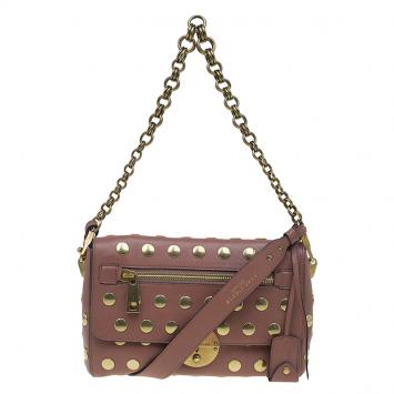 Pre Owned Marc Jacobs Vintage Rose Leather Small Studded Gotham Shoulder Bag