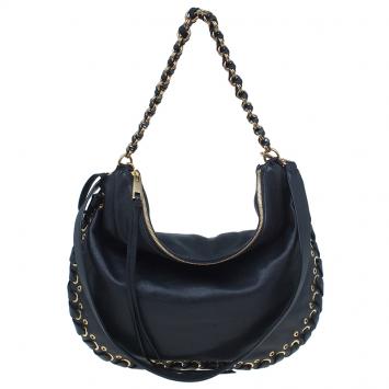 Pre Owned Marc Jacobs Black Leather Laces Nomad Hobo