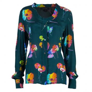 Pre Owned Marc Jacobs Green Flower Print Silk Top L