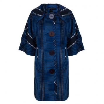 Pre Owned Marc Jacobs Blue Geometric Print Coat S