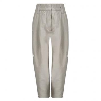 Pre Owned Marc Jacobs Beige Embellished Bird Motif Wide Leg Three Quarter Pants L