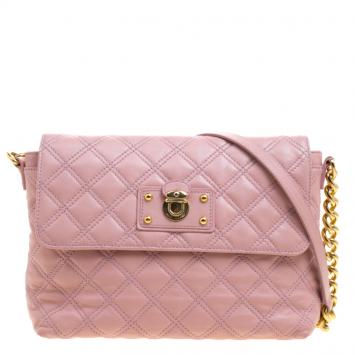 Pre Owned Marc Jacobs Pink Quilted Leather Shoulder Bag