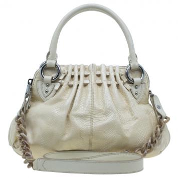 مملوكة مسبقًا Marc Jacobs White Leather Snake Embossed Cecilia Shoulder Bag
