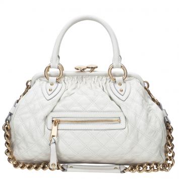 Pre Owned Marc Jacobs Ivory Quilted Leather Stam Satchel