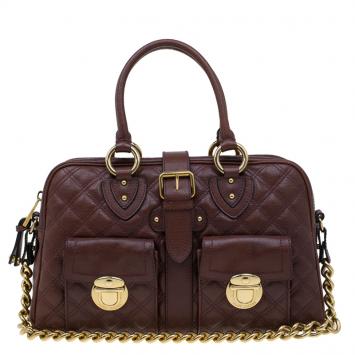Pre Owned Marc Jacobs Burgundy Quilted Leather Venetia Satchel