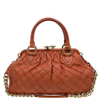 Pre Owned Marc Jacobs Orange Quilted Leather Stam Shoulder Bag