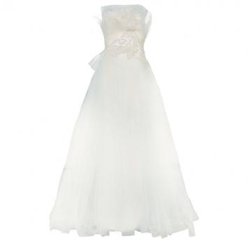 Pre Owned Marchesa Ruffle Embellished Wedding Dress XS