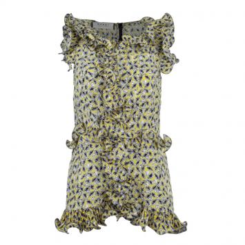Pre Owned Marni Yellow Ruffle Printed Long Top M