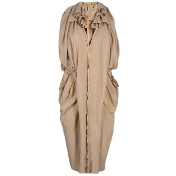 Pre Owned Marni Nude Silk Gathered Sleeveless Dress S
