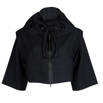 Pre Owned Marni Black Basket Weave Cord Detail Zip Front Cropped Jacket M 
