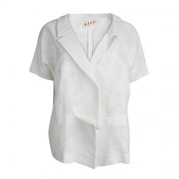 Pre Owned Marni Cream Textured Short Sleeve Open Front Jacket M