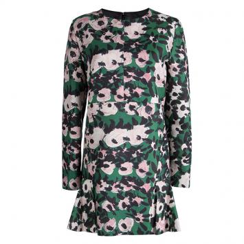 Pre Owned Marni Green Floral Print Long Sleeve Dress M