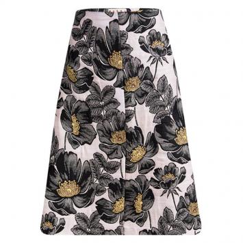 Pre Owned Marni Pink Floral Embossed Jacquard Skirt M