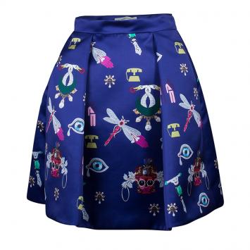 Pre Owned Mary Katrantzou Navy Blue Calculion Skirt S