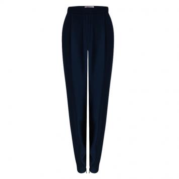 Pre Owned Matthew Williamson Navy Blue Silk Loose Fit Pants L