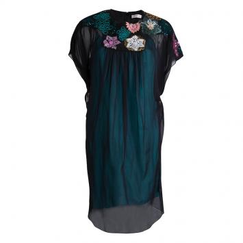 Pre Owned Matthew Williamson Black Silk Embellished Yoke Detail Dress M