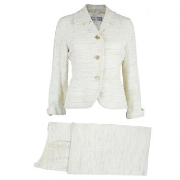 Pre Owned Max Mara Beige Textured Pant Suit S
