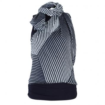 Pre Owned Max Mara Monochrome Print Draped Top M