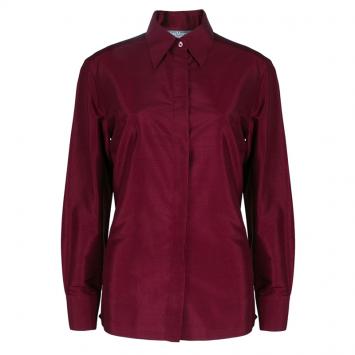 Pre Owned Max Mara Plum Button Down Silk Shirt M