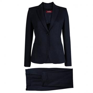 Pre Owned Max Mara Navy Blue Knit Pant Suit S