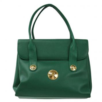 Pre Owned MCM Green Leather Flap Top Handle Bag