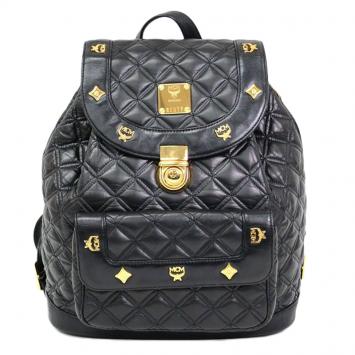Pre Owned MCM Black Quilted Leather Stark Backpack