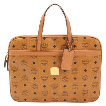Pre Owned MCM Cognac Visetos Coated Canvas Business Briefcase