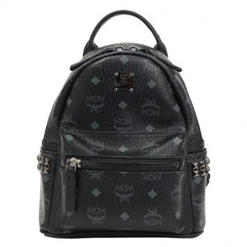 Pre Owned MCM Black Visetos Coated Canvas Small Stark Backpack