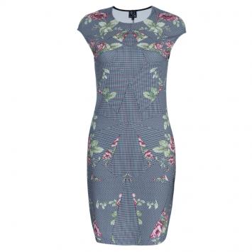 Pre Owned McQ By Alexander McQueen Kaleidoscope Antique Rose Print Dress XL