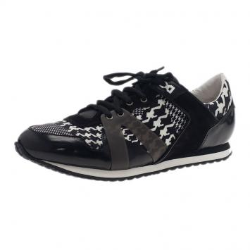 Pre Owned McQ by Alexander McQueen Houndstooth Canvas and Leather Sneakers Size 40