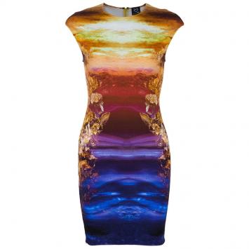 Pre Owned McQ by Alexander McQueen Mineral Print Silk Dress S