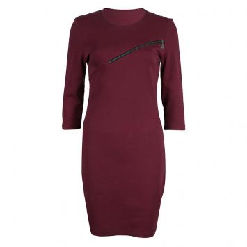 Pre Owned McQ by Alexander McQueen Merlot Zip Detail Dress  M