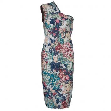 Pre Owned McQ by Alexander McQueen Multicolor One Shoulder Zip Dress M