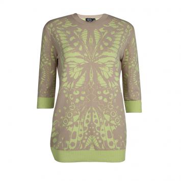 Pre Owned McQ by Alexander McQueen Beige Contrast Print Sweater M