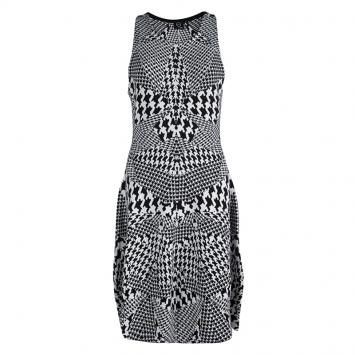 Pre Owned McQ By Alexander McQueen Monochrome Houndstooth Knit Sleeveless Dress XL