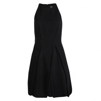 Pre Owned McQ By Alexander McQueen Black Pleat Detail Sleeveless Dress S