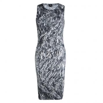 Pre Owned McQ By Alexander McQueen Cotton Printed Sleeveless Fitted Midi Dress S