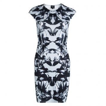 Pre Owned McQ by Alexander McQueen Bird Printed Sleeveless Cotton Fitted Midi Dress S 