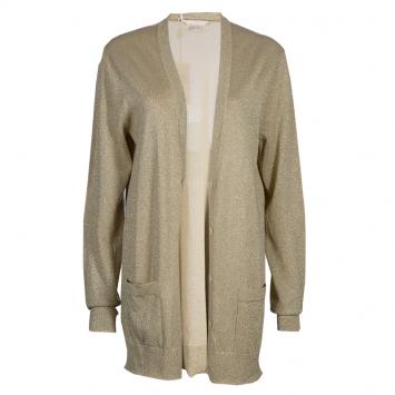 Pre Owned Michael Kors Gold Metallic Cardigan L